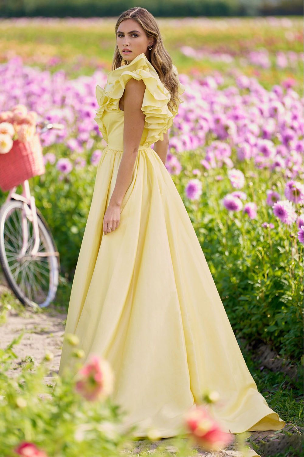 Ruffle Neck Sleeveless Maxi Dress