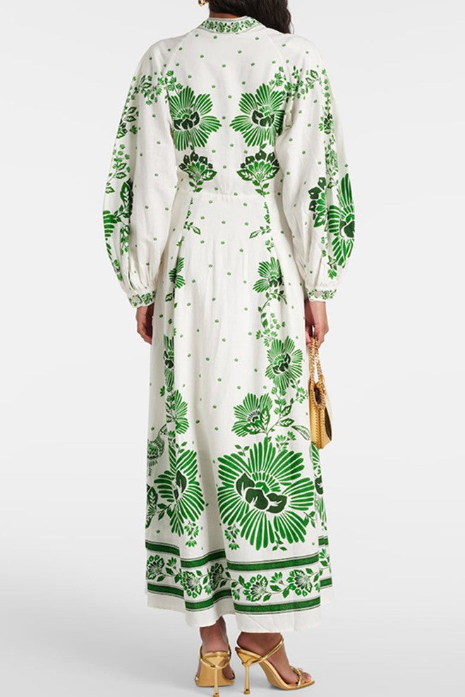 Lantern Sleeve Bottom Midi Dress