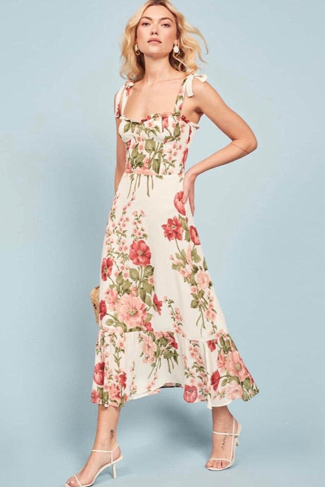 Lace Up Sweetheart Neck Midi Dress