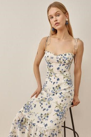 Lace Up Sleeveless Midi Dress