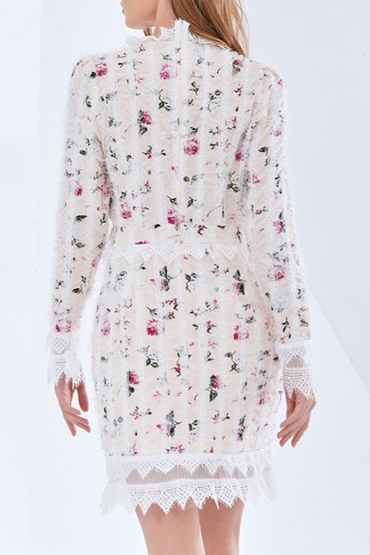 Lace Long Sleeve Mini Dress