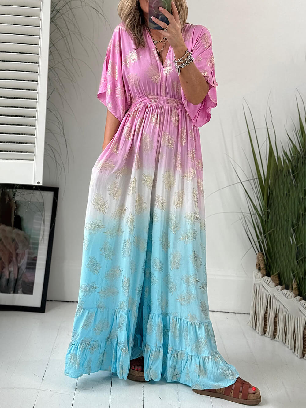 Two-tone Gradient Print the Last Queen Jumpsuit