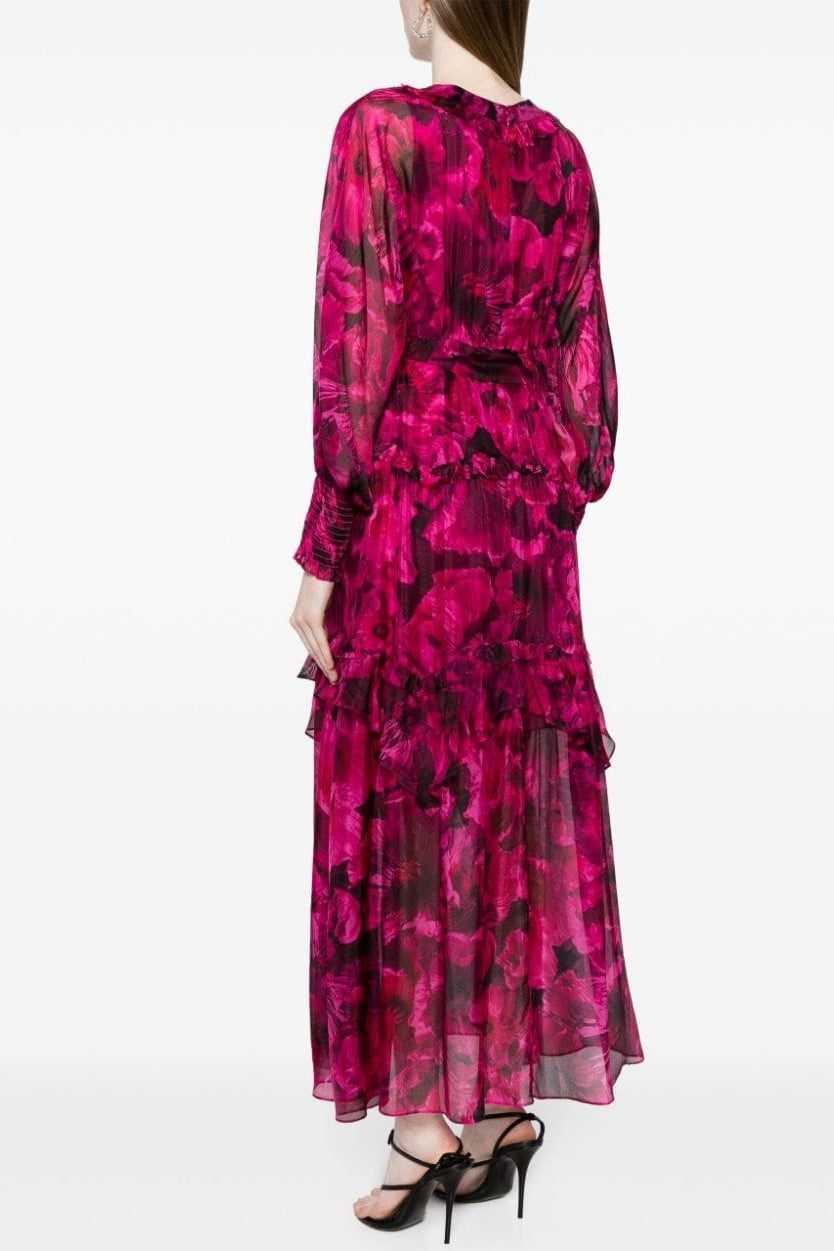 Ruffle Lantern Sleeve Midi Dress