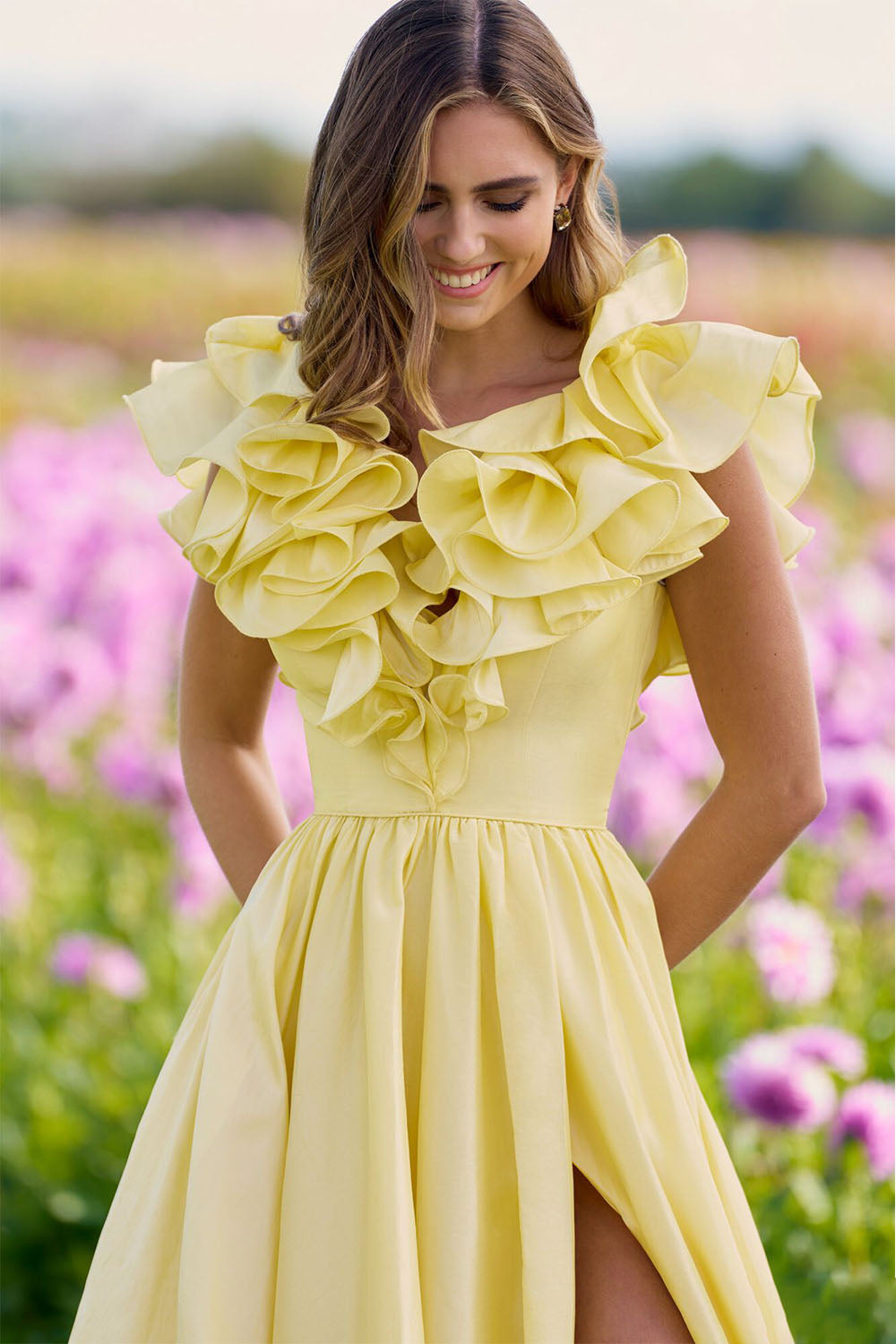 Ruffle Neck Sleeveless Maxi Dress