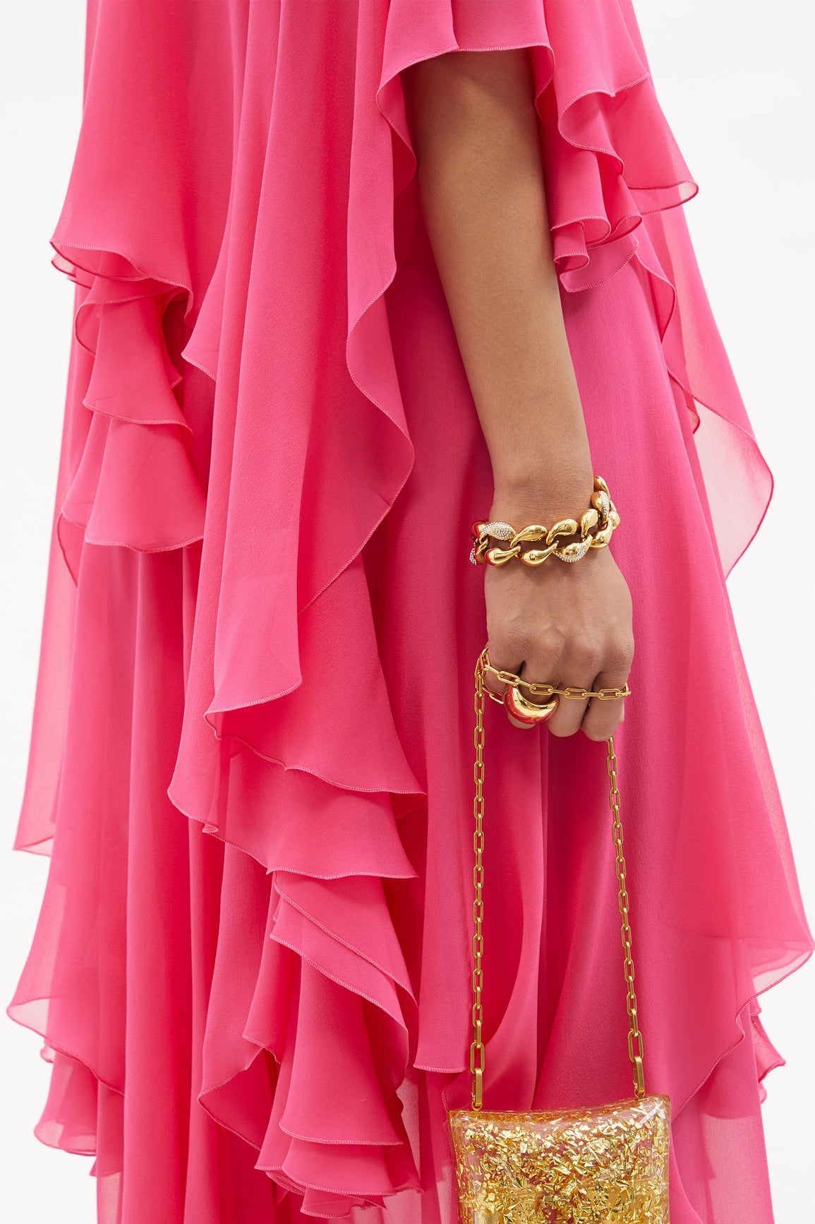 Stand Collar Ruffle Hem Maxi Dress