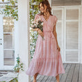 Deep V Polka Dot Long Dress