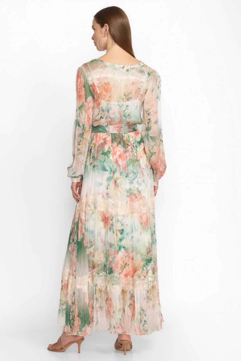 Bottom Long Sleeve Midi Dress With Belt