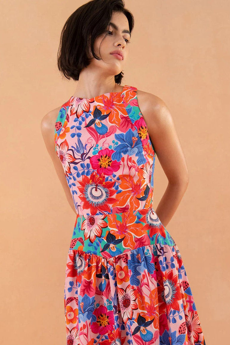 Lace-up Ruffle Hem Maxi Dress
