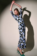 Mid Sleeve Lace Up Wrap Maxi Dress
