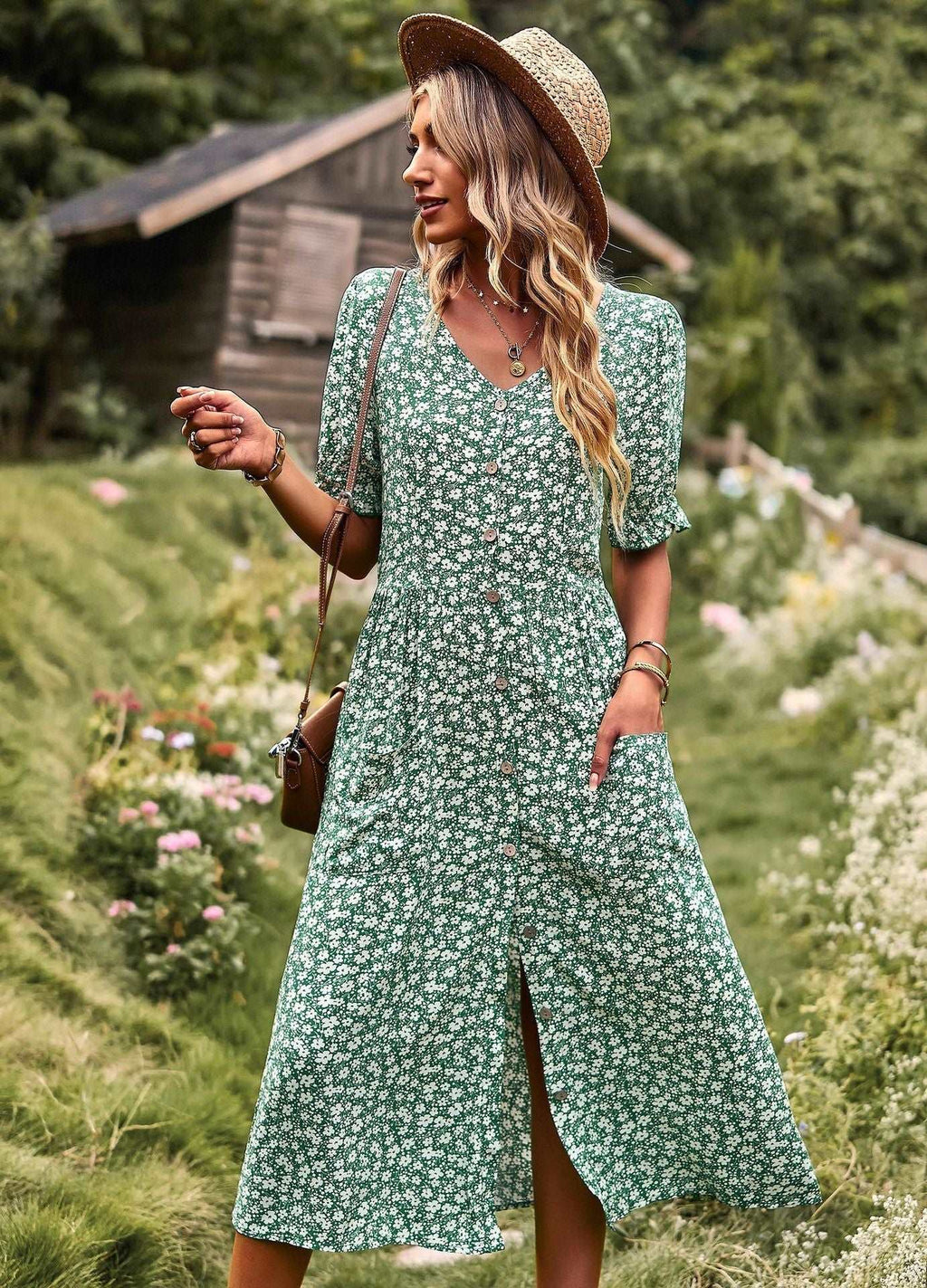 A-line Print Dress