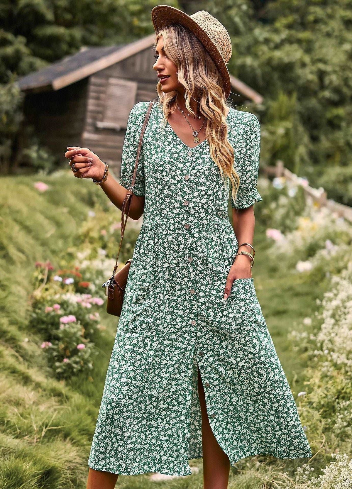 A-line Print Dress