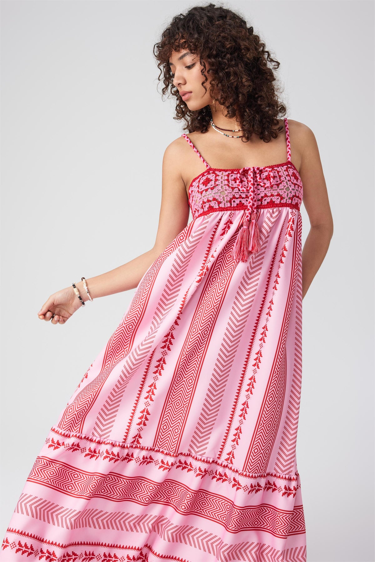 Geometric Patterns Sleeveless Midi Dress