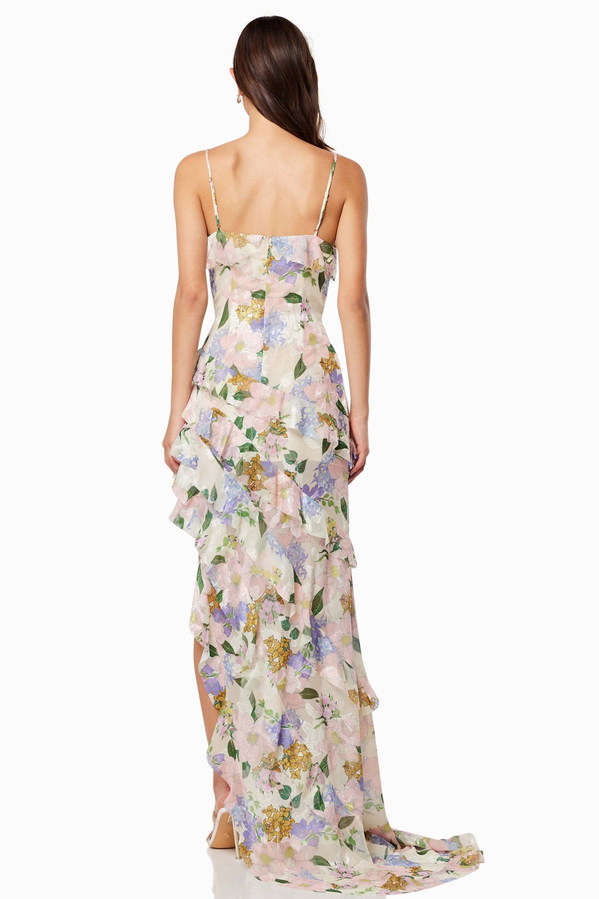 V-neck Frill Slip Maxi Dress
