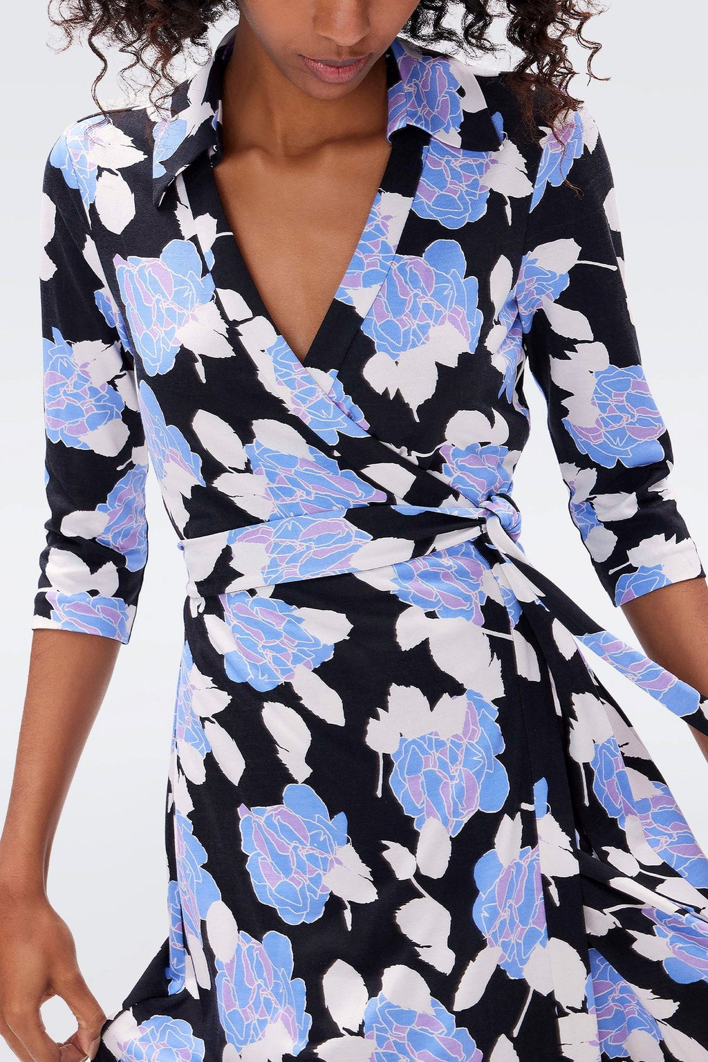 Mid Sleeve Lace Up Wrap Maxi Dress