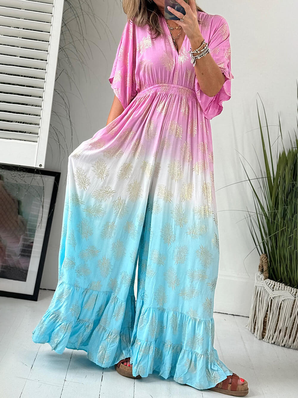 Two-tone Gradient Print the Last Queen Jumpsuit