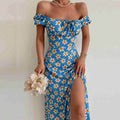 Print Hem Split Dresses