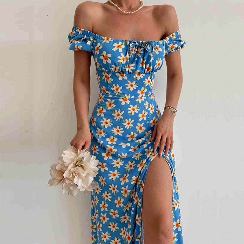 Print Hem Split Dresses