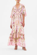 Palace Print Rhinestone V-neck Midi Dress