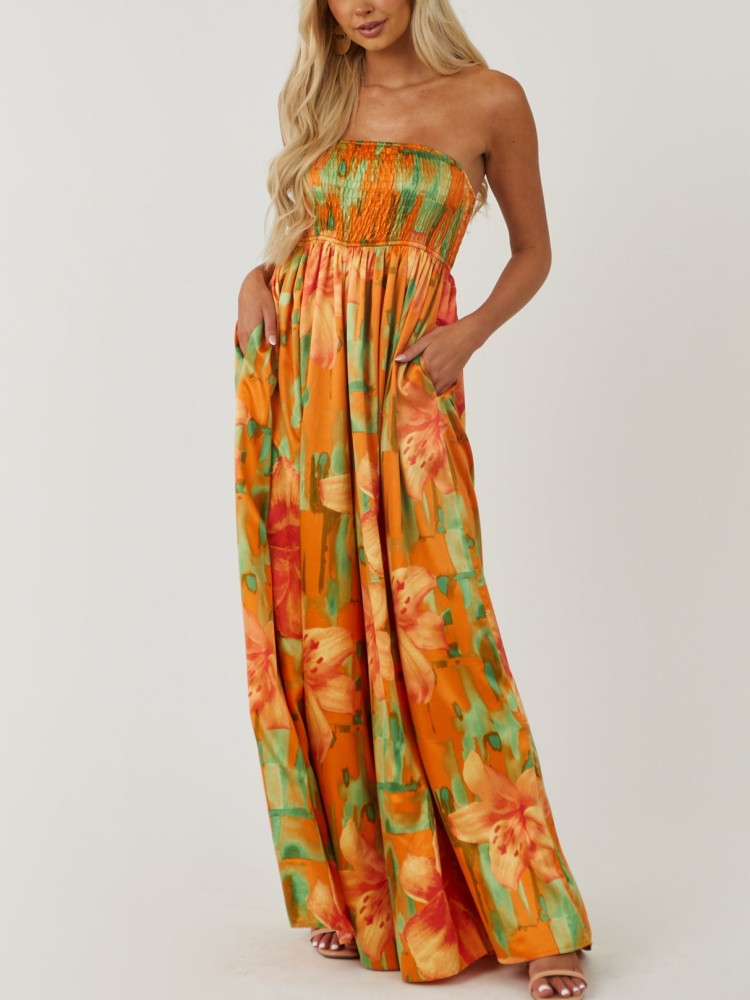 Sunset Smocked Tube Jumpsuit