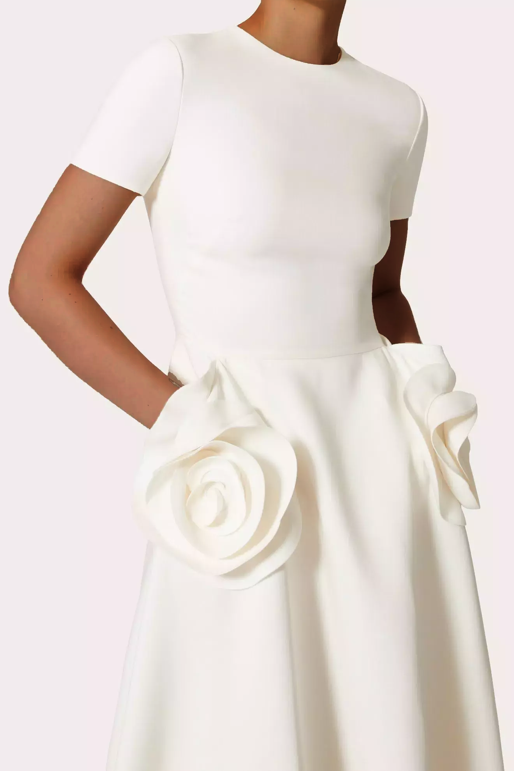 Ava Applique Short Sleeves Midi Dress