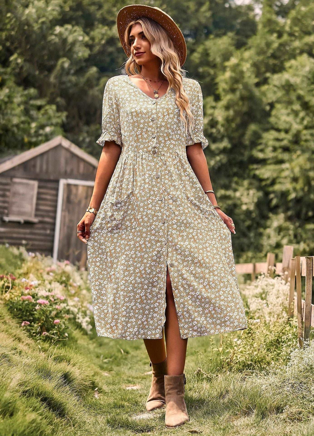 A-line Print Dress