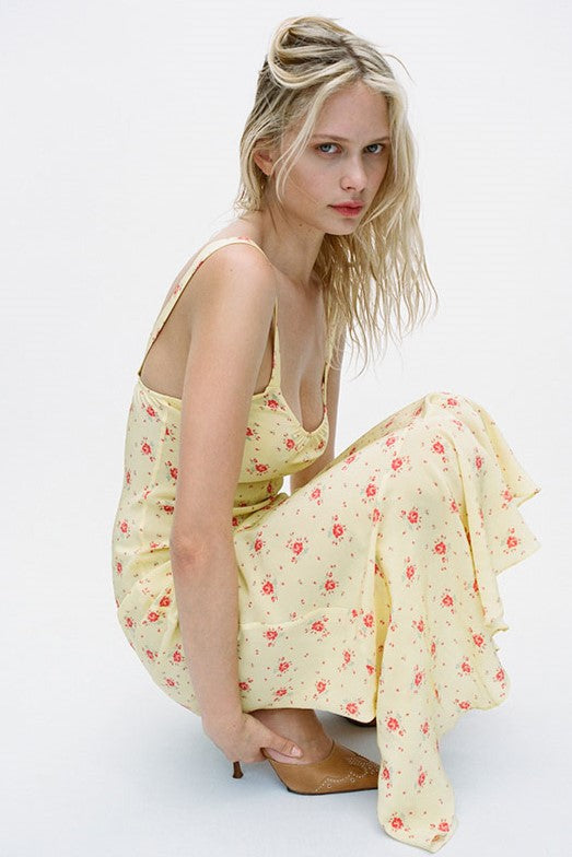 U-neck Sleeveless Fishtail Midi Dress