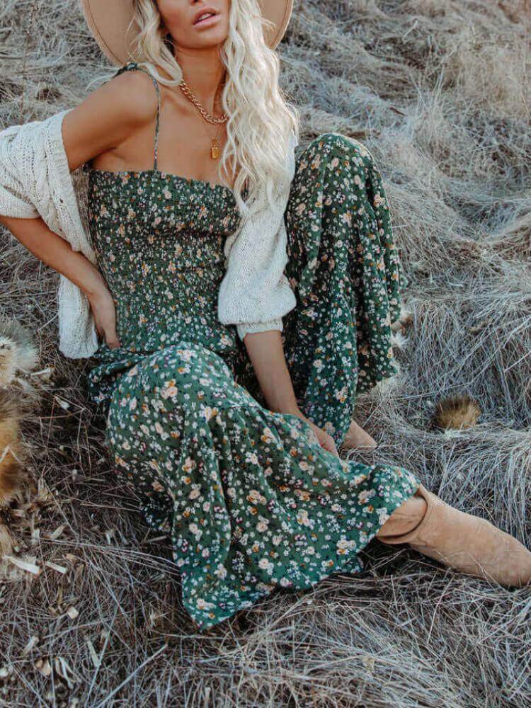 Smocked Flared Leg Jumpsuit of My Dreams
