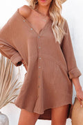 Loose Mid-length Jacket Color Shirt Mini Dress