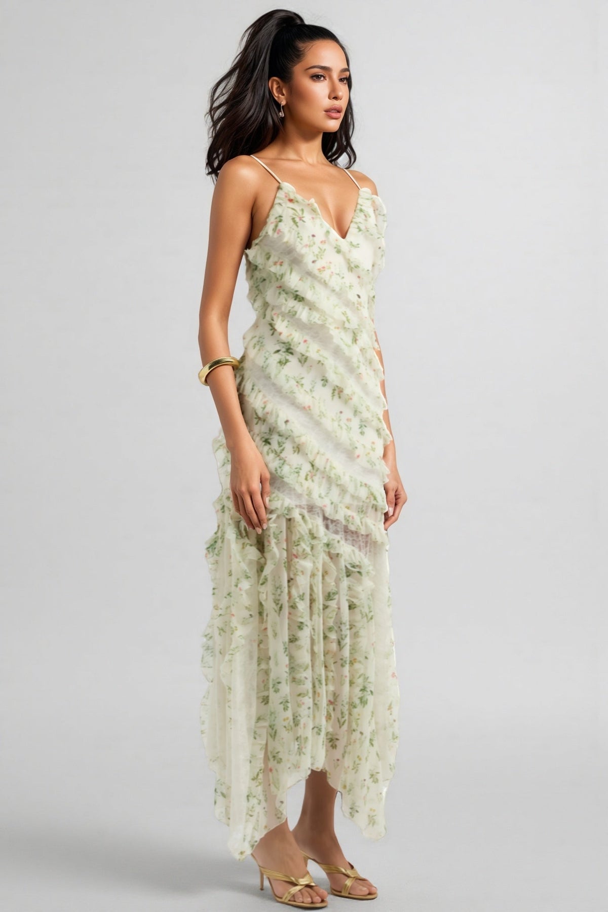 Kaira Print Chiffon Maxi Dress