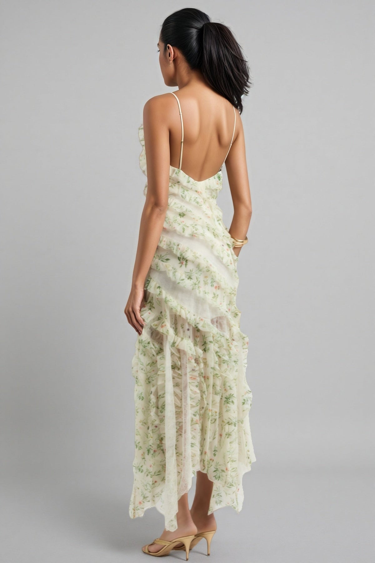 Kaira Print Chiffon Maxi Dress