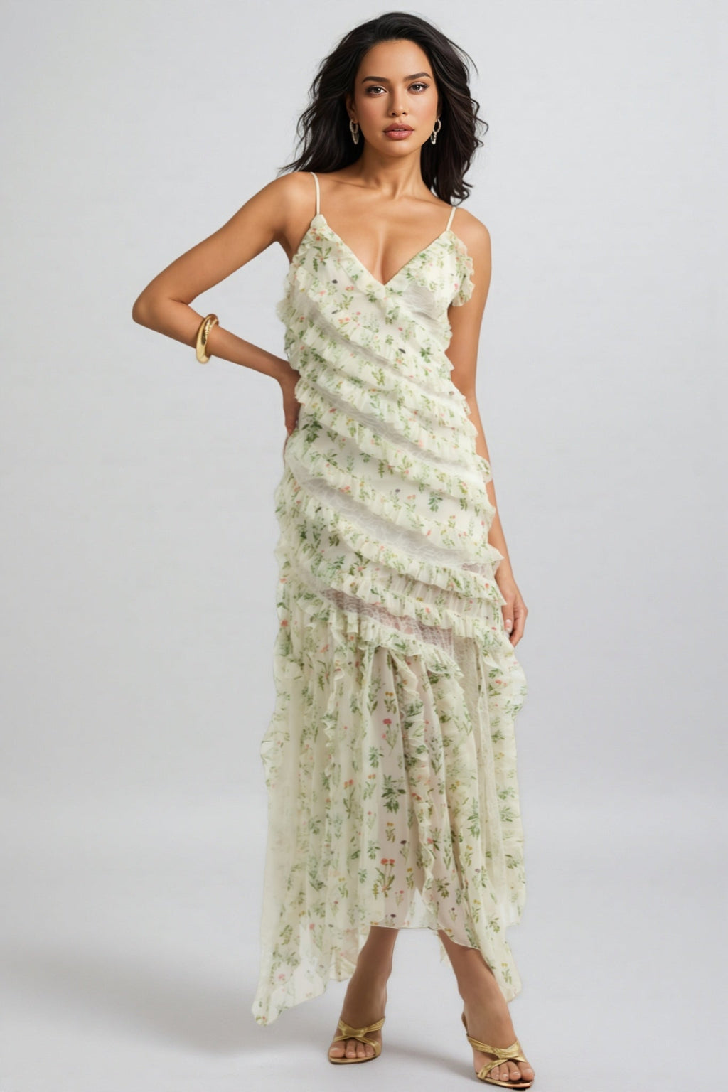 Kaira Print Chiffon Maxi Dress