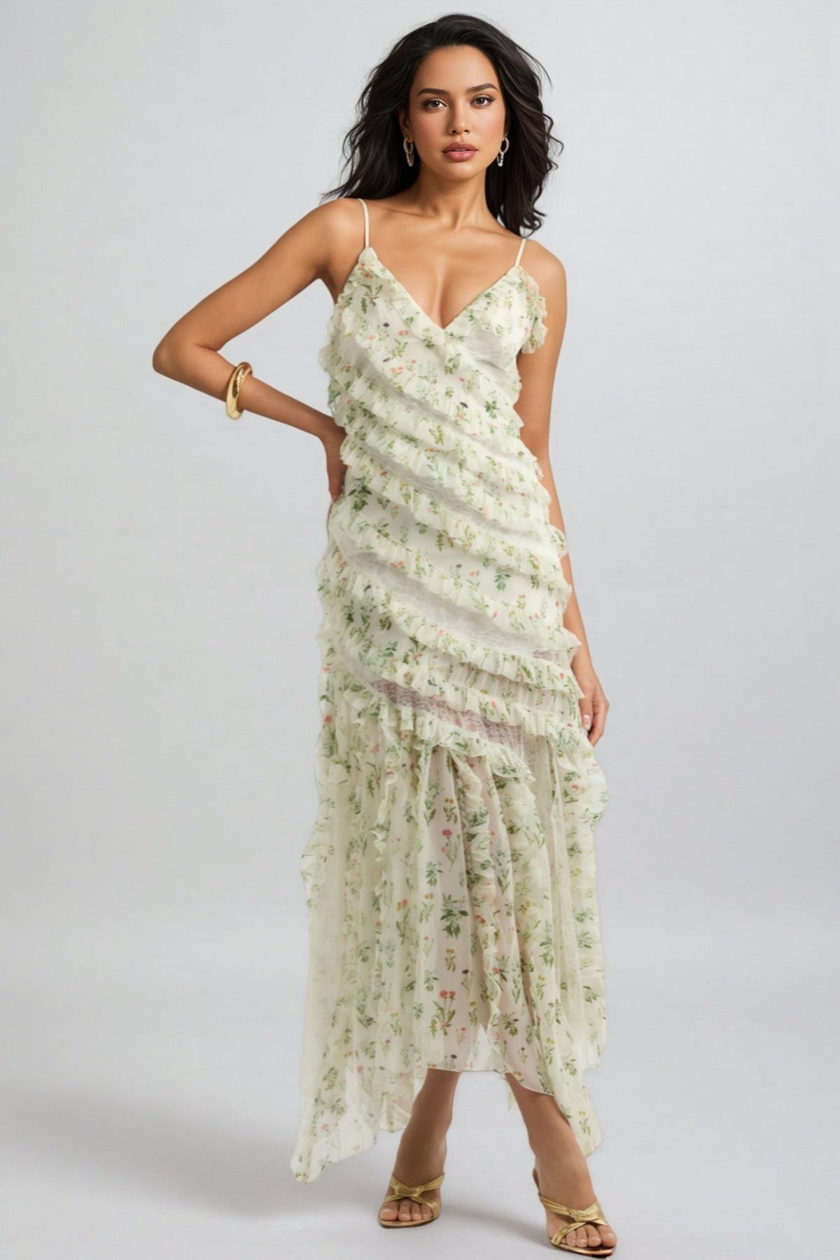 Kaira Print Chiffon Maxi Dress