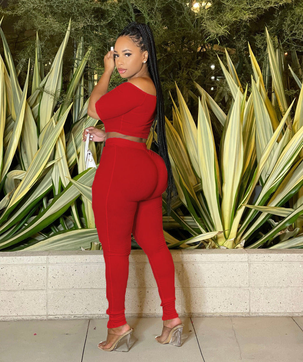 Clothing Summer Suit Off the Shoulder Button Two Piece Pants