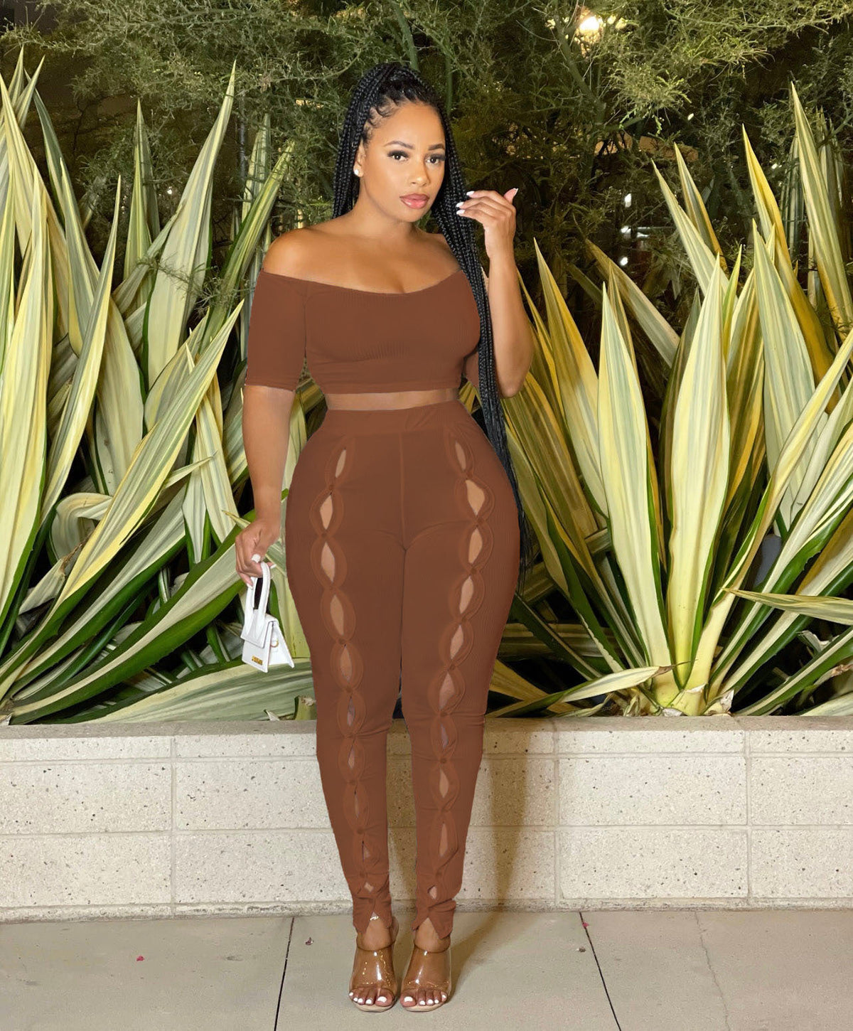 Clothing Summer Suit Off the Shoulder Button Two Piece Pants