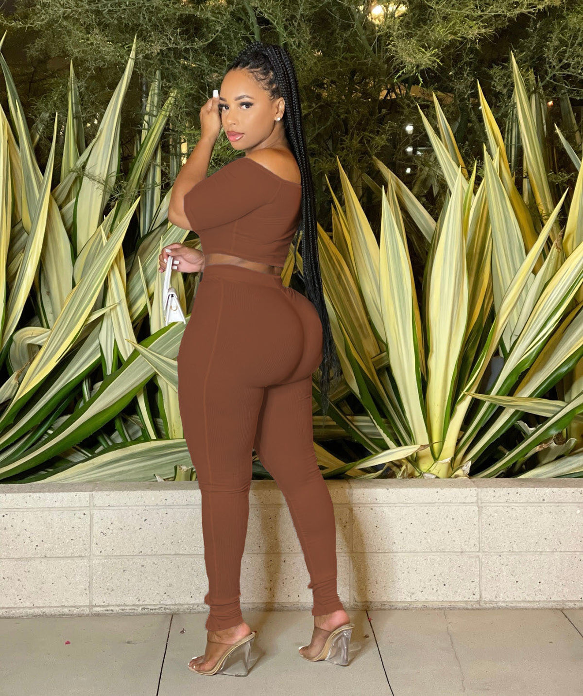 Clothing Summer Suit Off the Shoulder Button Two Piece Pants