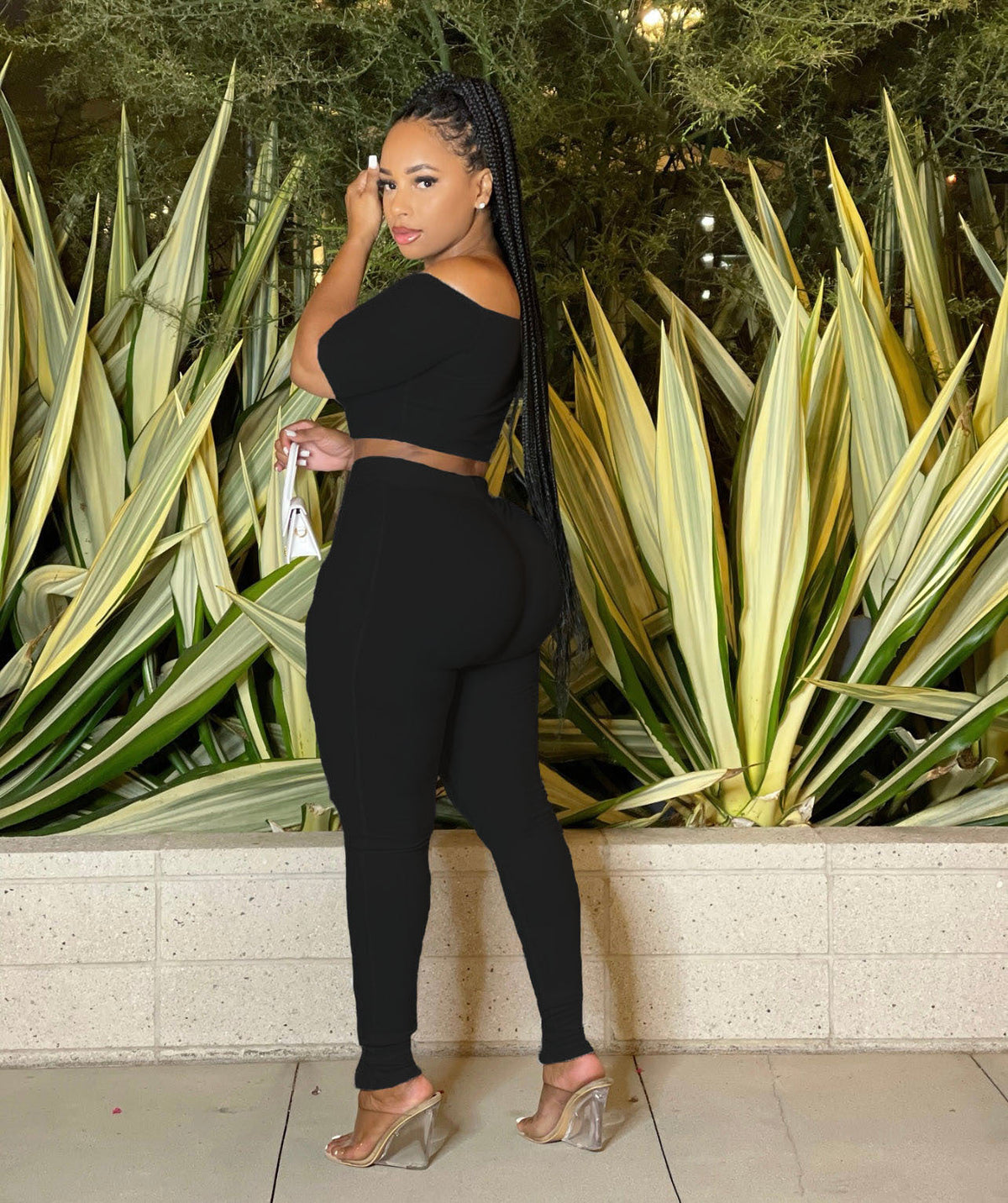 Clothing Summer Suit Off the Shoulder Button Two Piece Pants