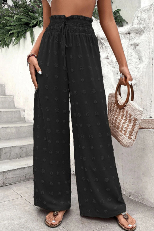 High Waist Jacquard Wide Leg Pants Trousers