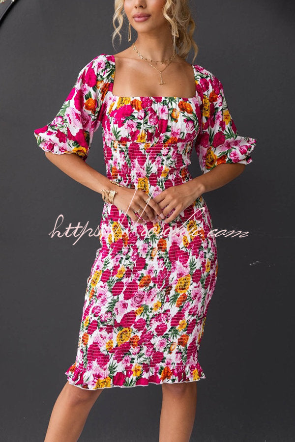 Midnight Beauty Smocked Midi Dress