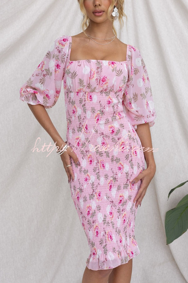 Midnight Beauty Smocked Midi Dress