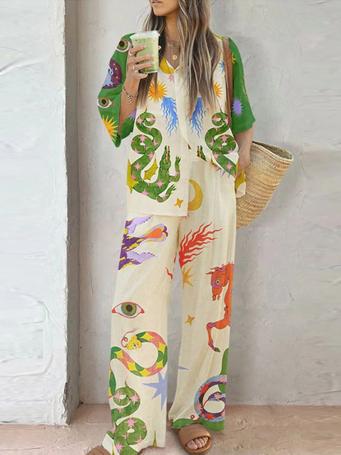 Artistic Abstract Print Two-piece Set