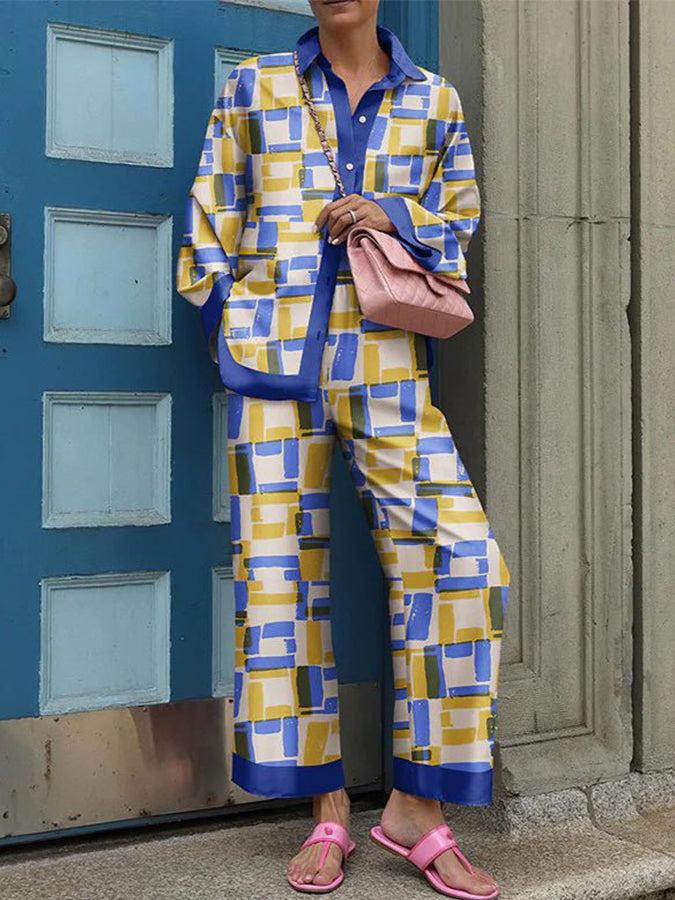 Printed Long Sleeves Shirt and Pants Sets