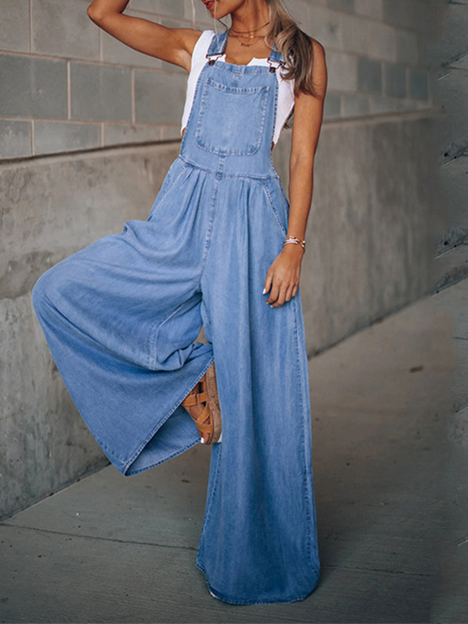 Denim Wide-leg Pants Jumpsuits