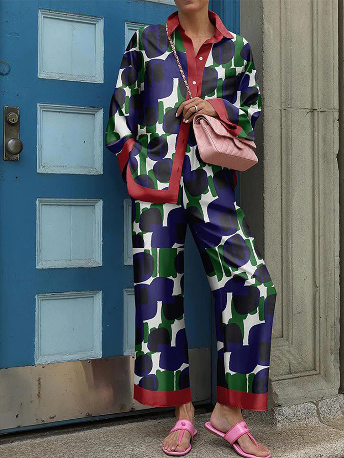 Printed Long Sleeves Shirt and Pants Sets