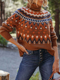 Striped Color Block Turtleneck Sweater