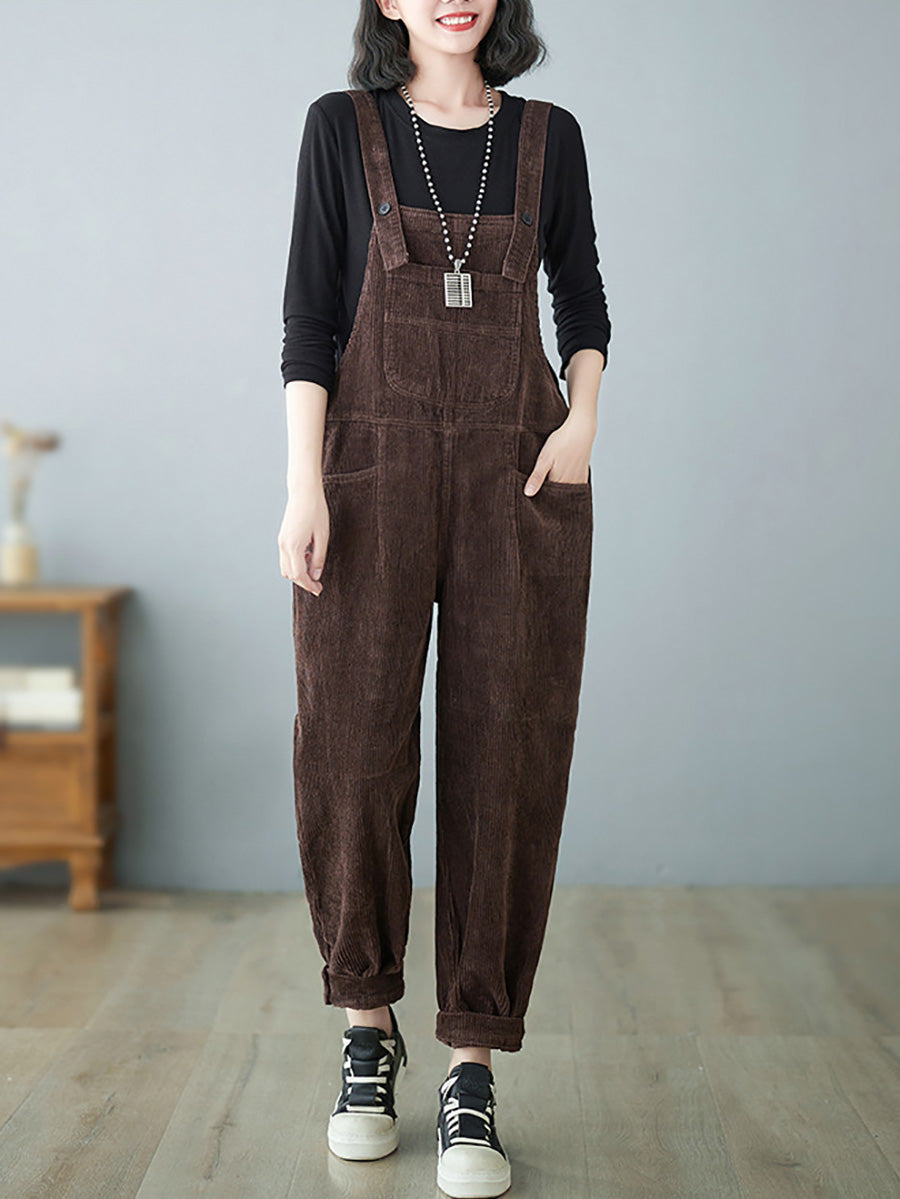 Autumn Corduroy Loose Jumpsuits Ah1009