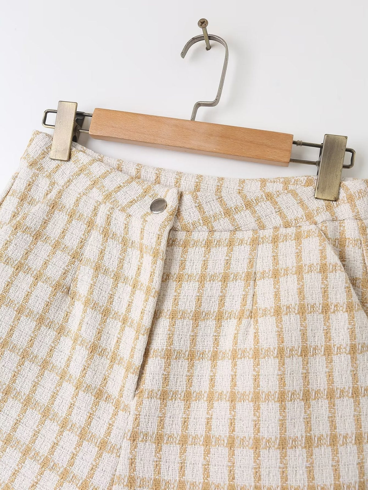 Spring Loose Plaid Straight Leg Pants Sweet Fresh Pants Contrast Color Tassel Shorts