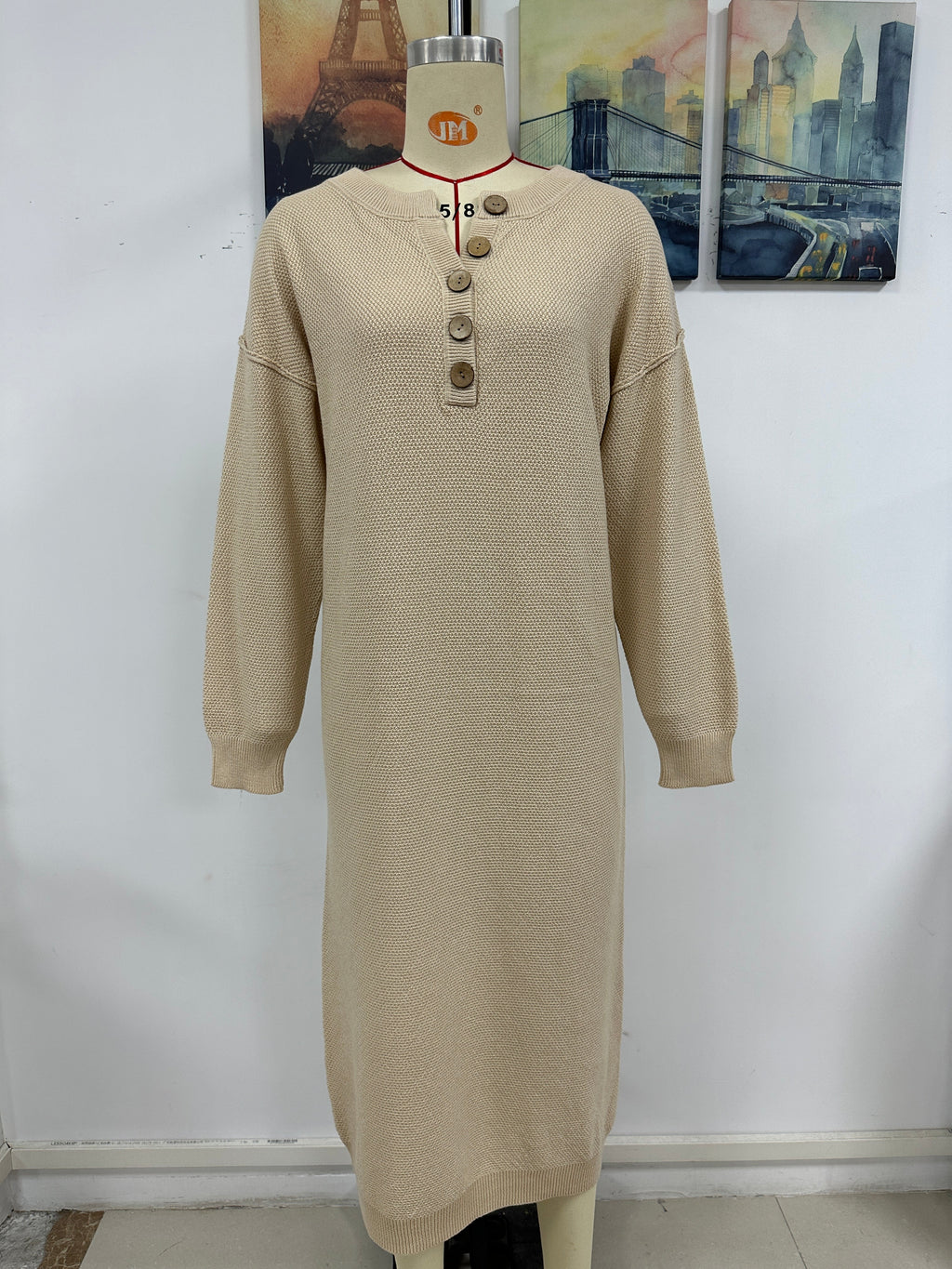 Autumn Winter Button Knitwear Dress Office Sweater