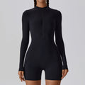 Open Collar Long-sleeve Zipper One-piece Dance Fitness Sports Jumpsuit Tight Yoga Clothes