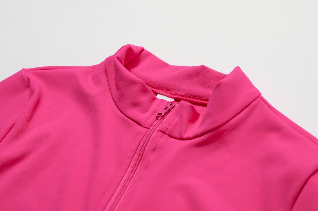 Open Collar Long-sleeve Zipper One-piece Dance Fitness Sports Jumpsuit Tight Yoga Clothes