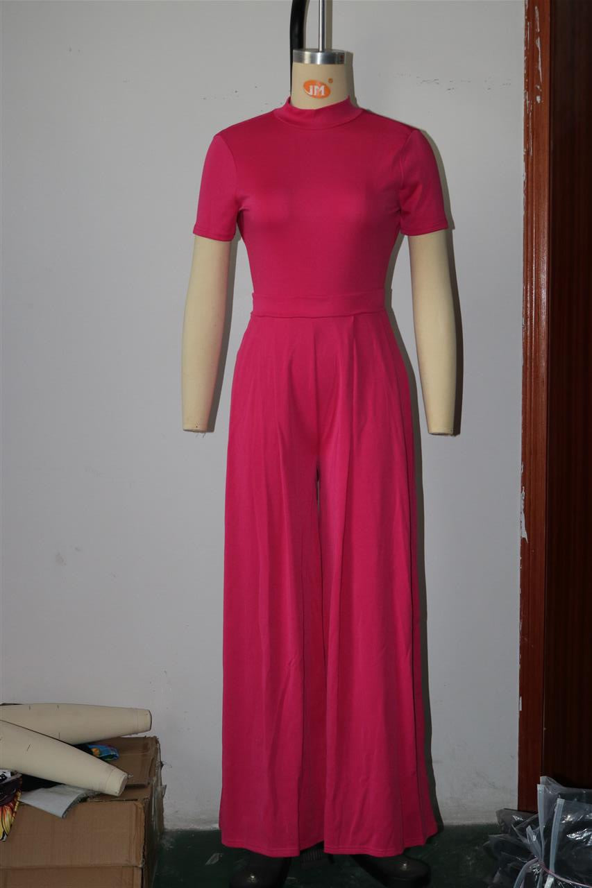 Clothing Color Short Sleeve Rompers Wide Leg Pants Two Piece Set